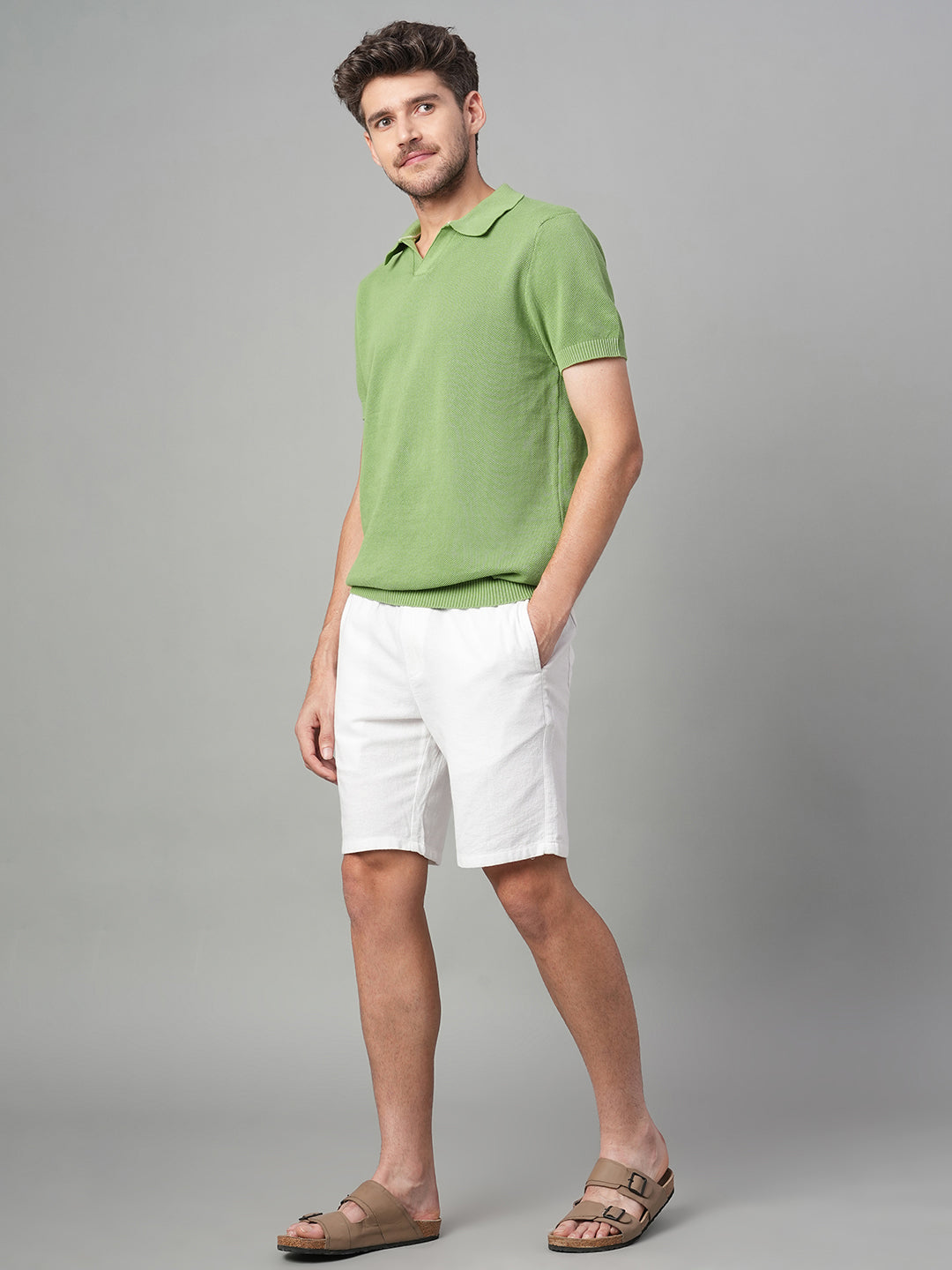 Men's Green 100% Cotton Regular Fit Tshirt