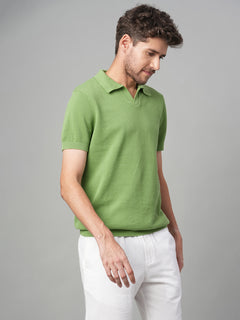 Men’s Cotton Regular Fit Solid Polo T-Shirt Green