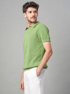 Men’s Cotton Regular Fit Solid Polo T-Shirt Green