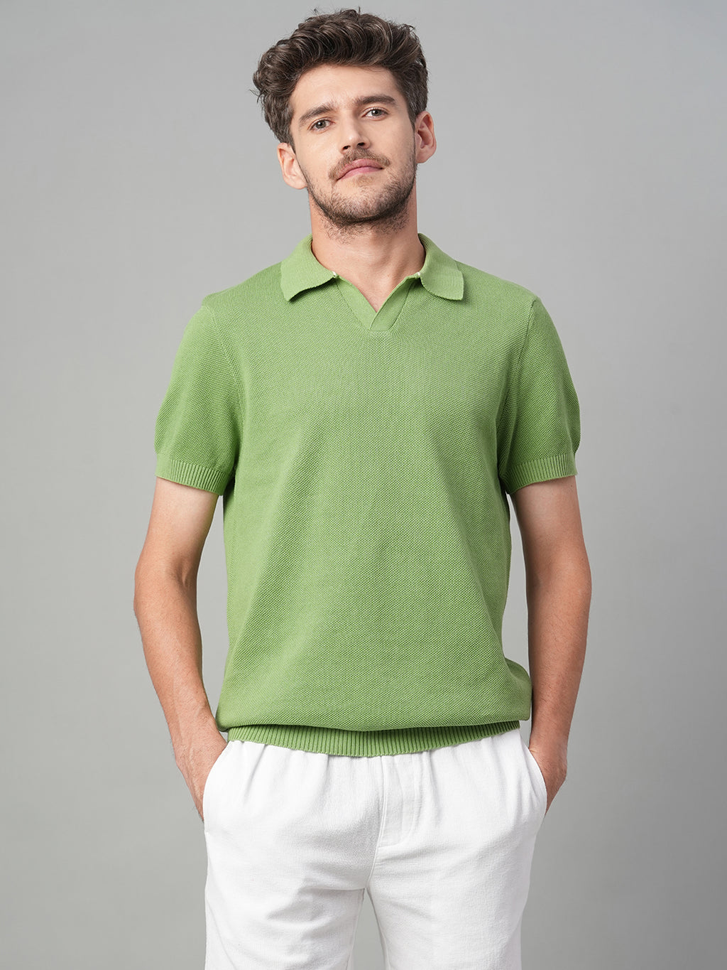 Men's Green 100% Cotton Regular Fit Tshirt