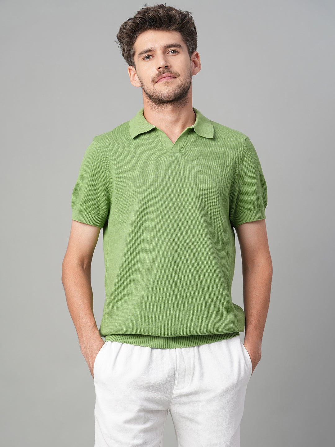 Men's Green 100% Cotton Regular Fit Tshirt