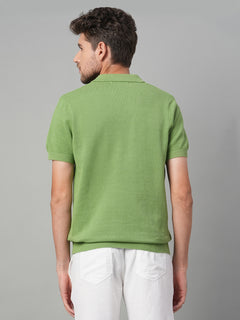 Men’s Cotton Regular Fit Solid Polo T-Shirt Green