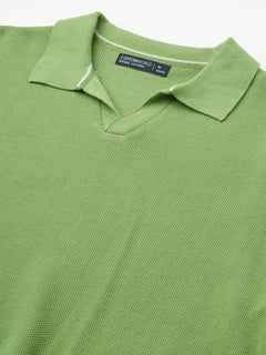 Men’s Cotton Regular Fit Solid Polo T-Shirt Green