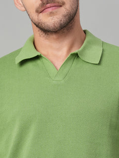 Men’s Cotton Regular Fit Solid Polo T-Shirt Green