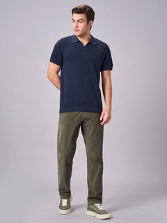 Men’s Cotton Regular Fit Solid Polo T-Shirt Navy