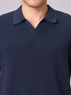 Men’s Cotton Regular Fit Solid Polo T-Shirt Navy