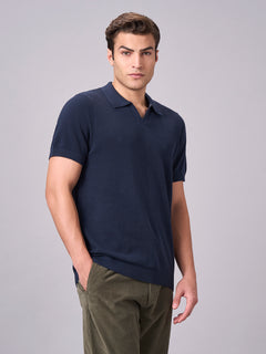 Men’s Cotton Regular Fit Solid Polo T-Shirt Navy