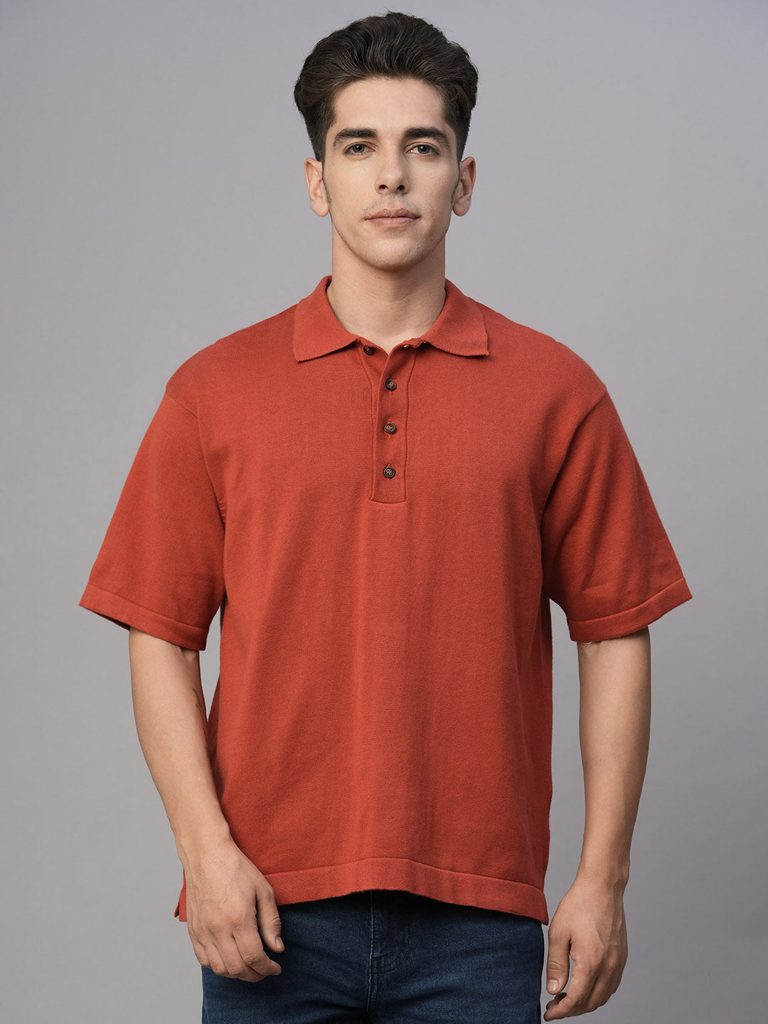 Men's Red 100% Cotton Regular Fit Tshirt