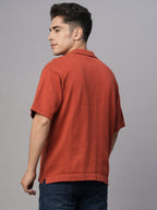 Men's Red 100% Cotton Regular Fit Tshirt