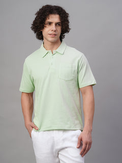Men’s Cotton Regular Fit Chest Pocket Polo T-Shirt Green