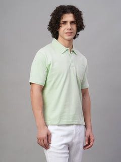 Men’s Cotton Regular Fit Chest Pocket Polo T-Shirt Green