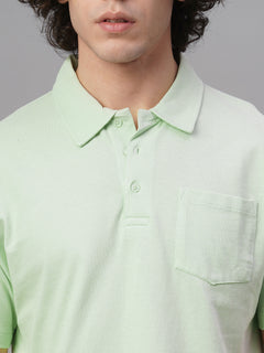 Men’s Cotton Regular Fit Chest Pocket Polo T-Shirt Green