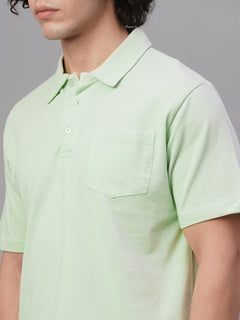 Men’s Cotton Regular Fit Chest Pocket Polo T-Shirt Green