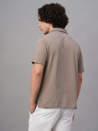 Men's Khaki 100% Cotton Regular Fit Tshirt