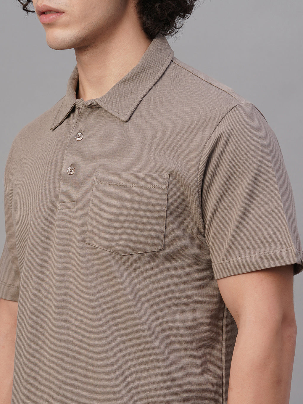 Men's Khaki 100% Cotton Regular Fit Tshirt