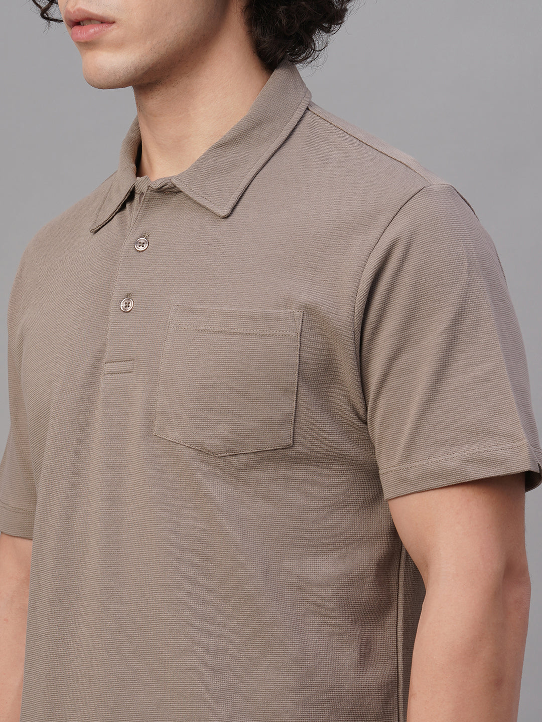 Men's Khaki 100% Cotton Regular Fit Tshirt
