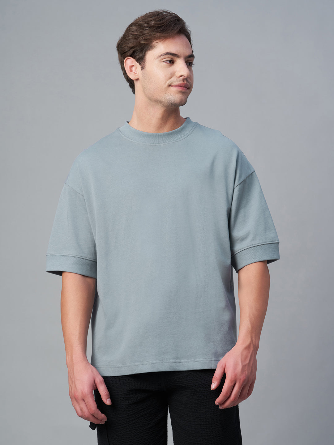 Men's Blue 100% Cotton Relax Fit Tshirt