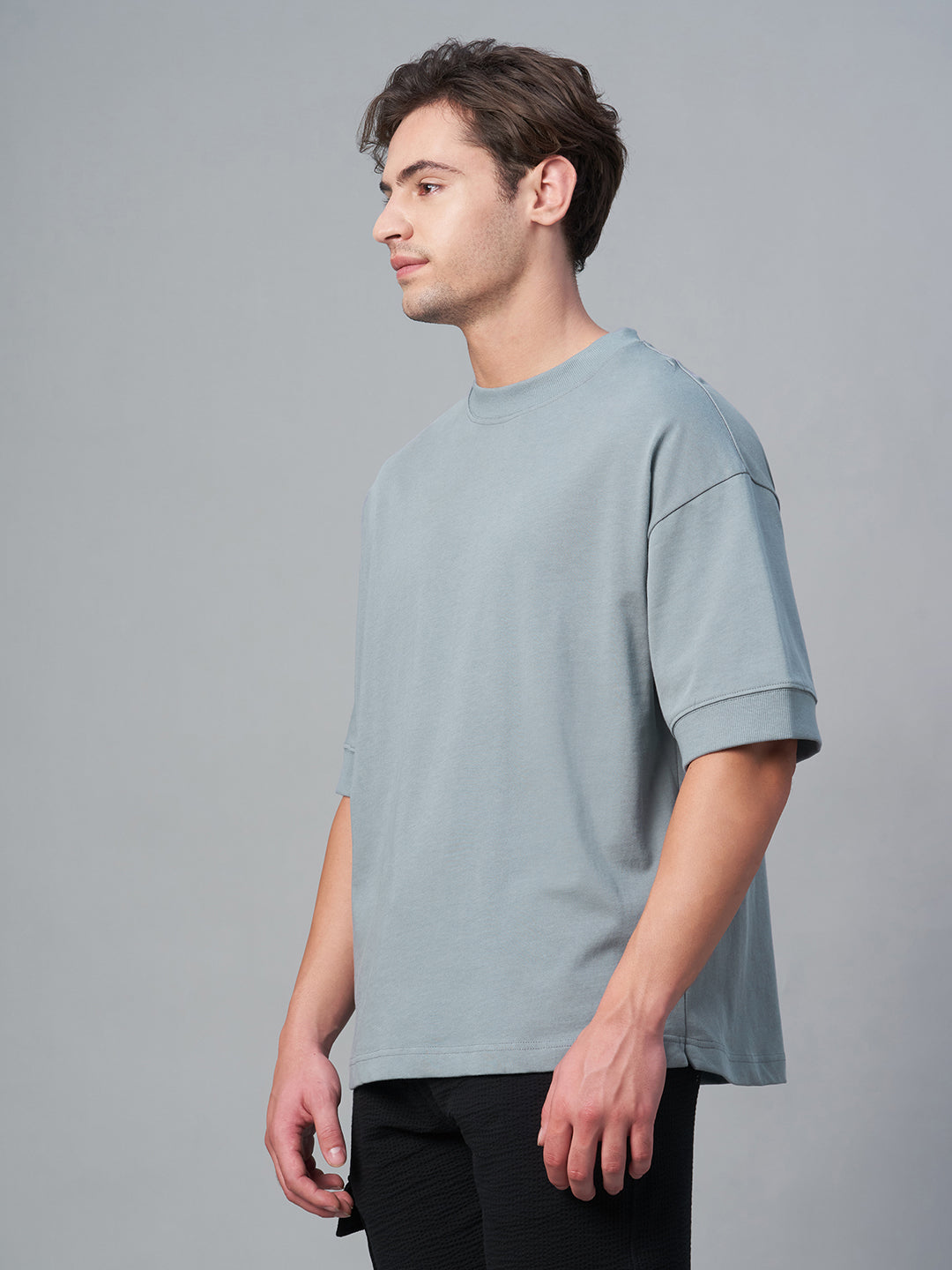 Men's Blue 100% Cotton Relax Fit Tshirt