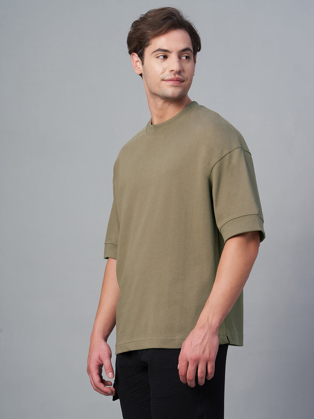 Men's Khaki 100% Cotton Relax Fit Tshirt