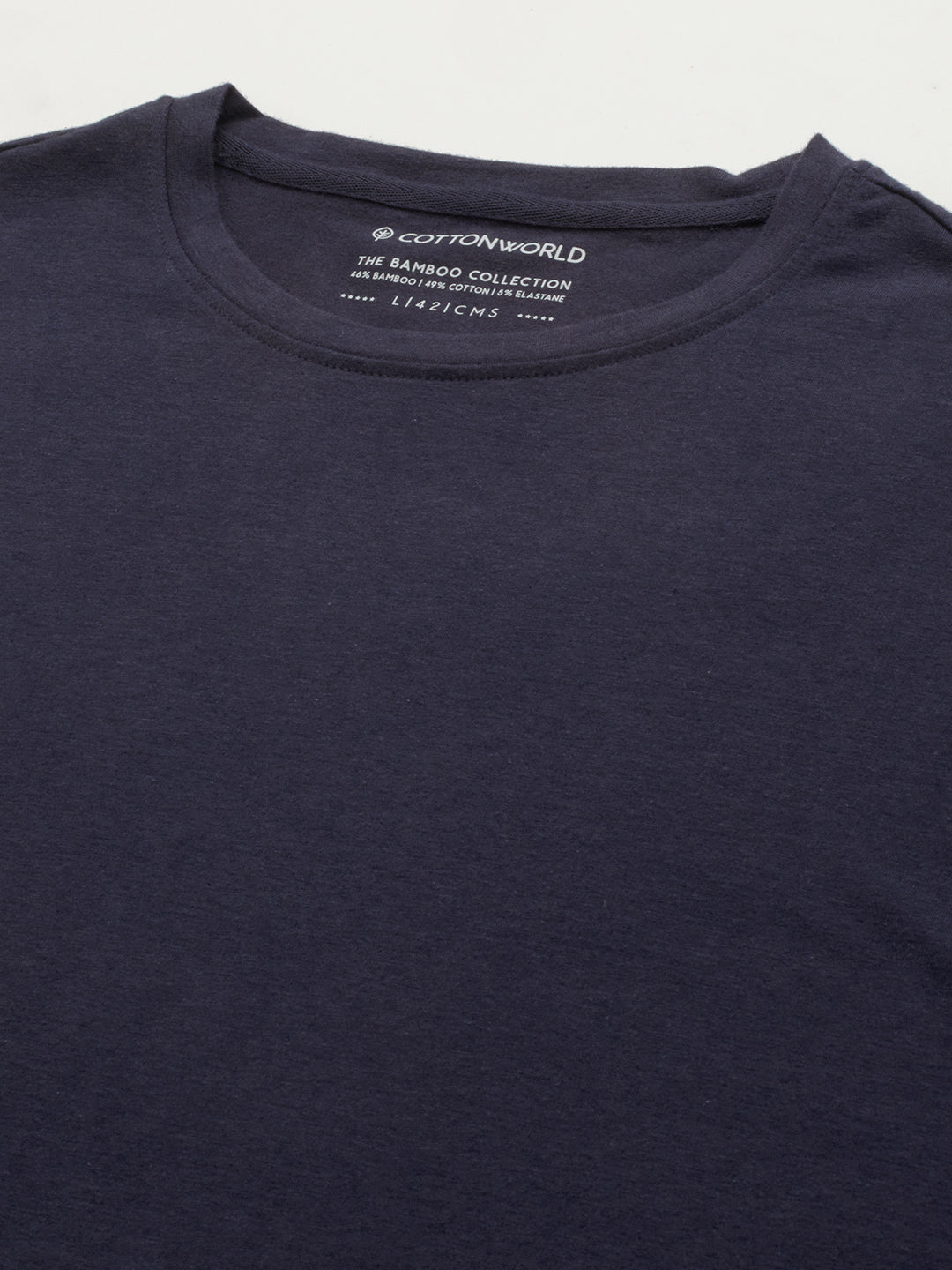 Men's Navy Cotton Bamboo Elastane Slim Fit Tshirt