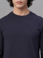 Men's Navy Cotton Bamboo Elastane Slim Fit Tshirt