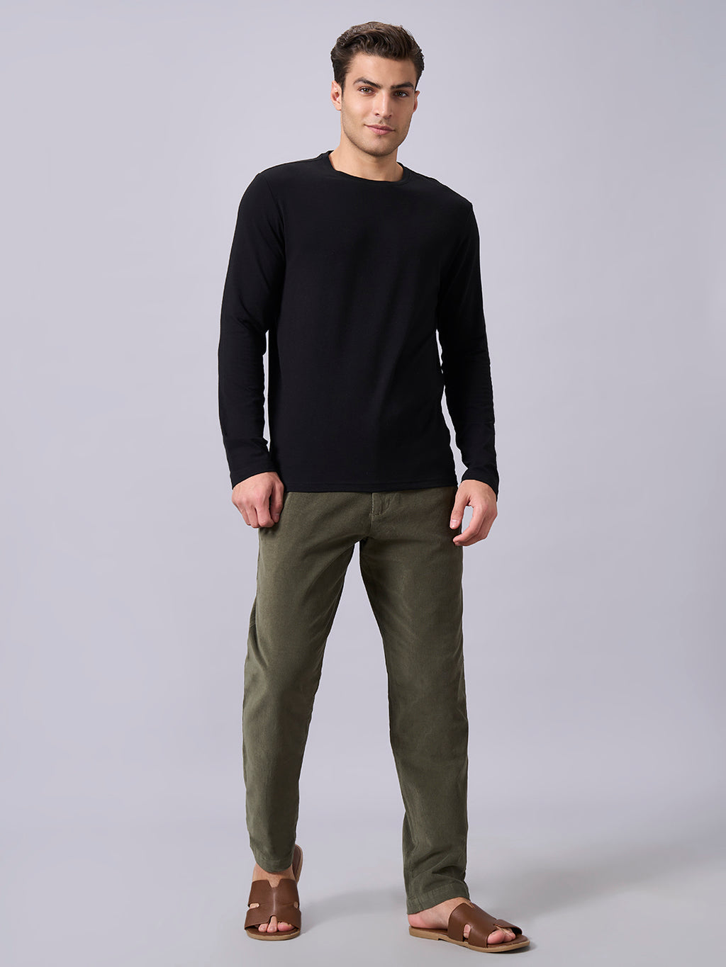 Men's Black Cotton Bamboo Elastane Regular Fit Tshirt