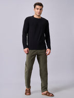 Men's Black Cotton Bamboo Elastane Regular Fit Tshirt