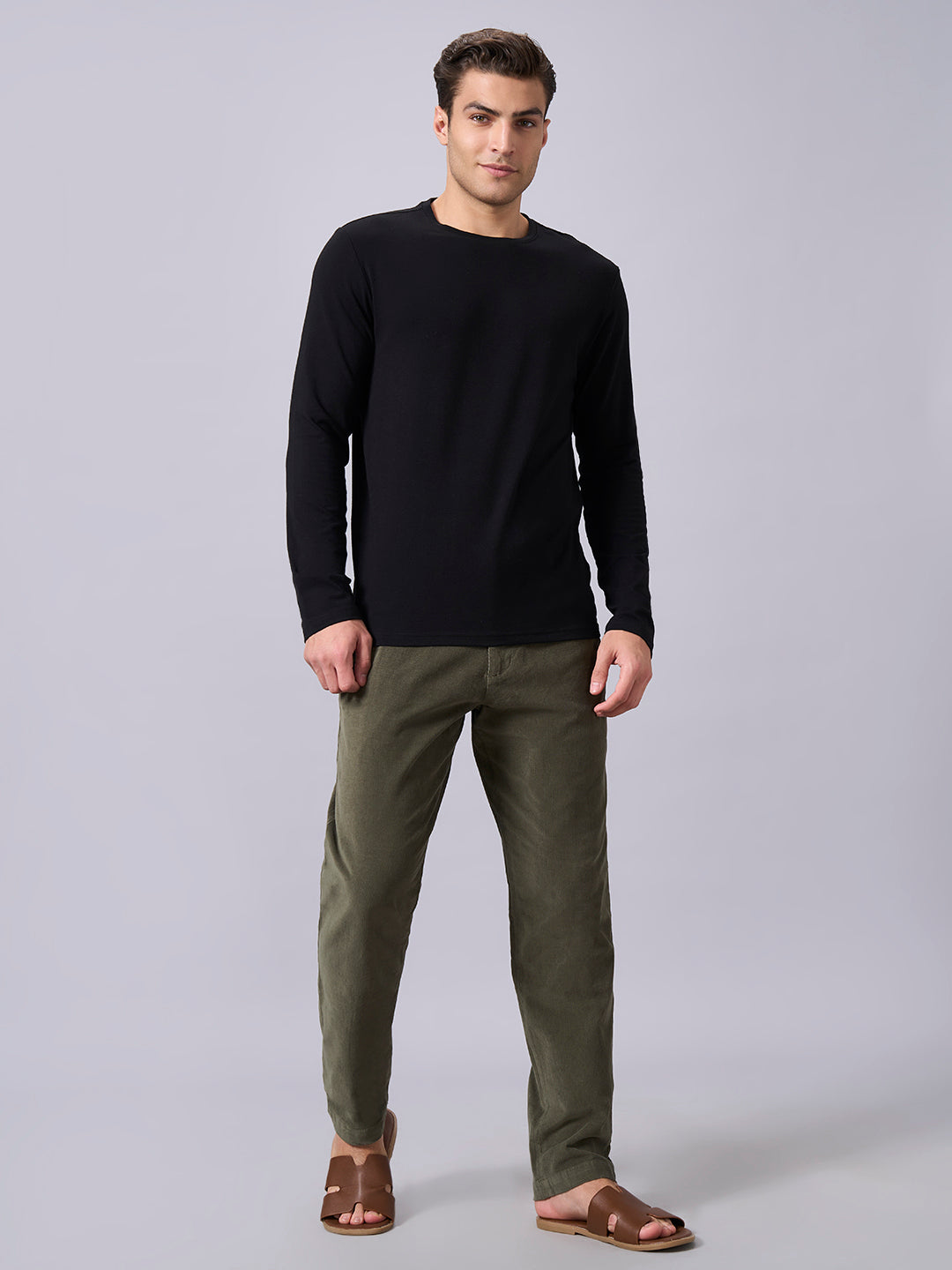 Men's Black Cotton Bamboo Elastane Regular Fit Tshirt