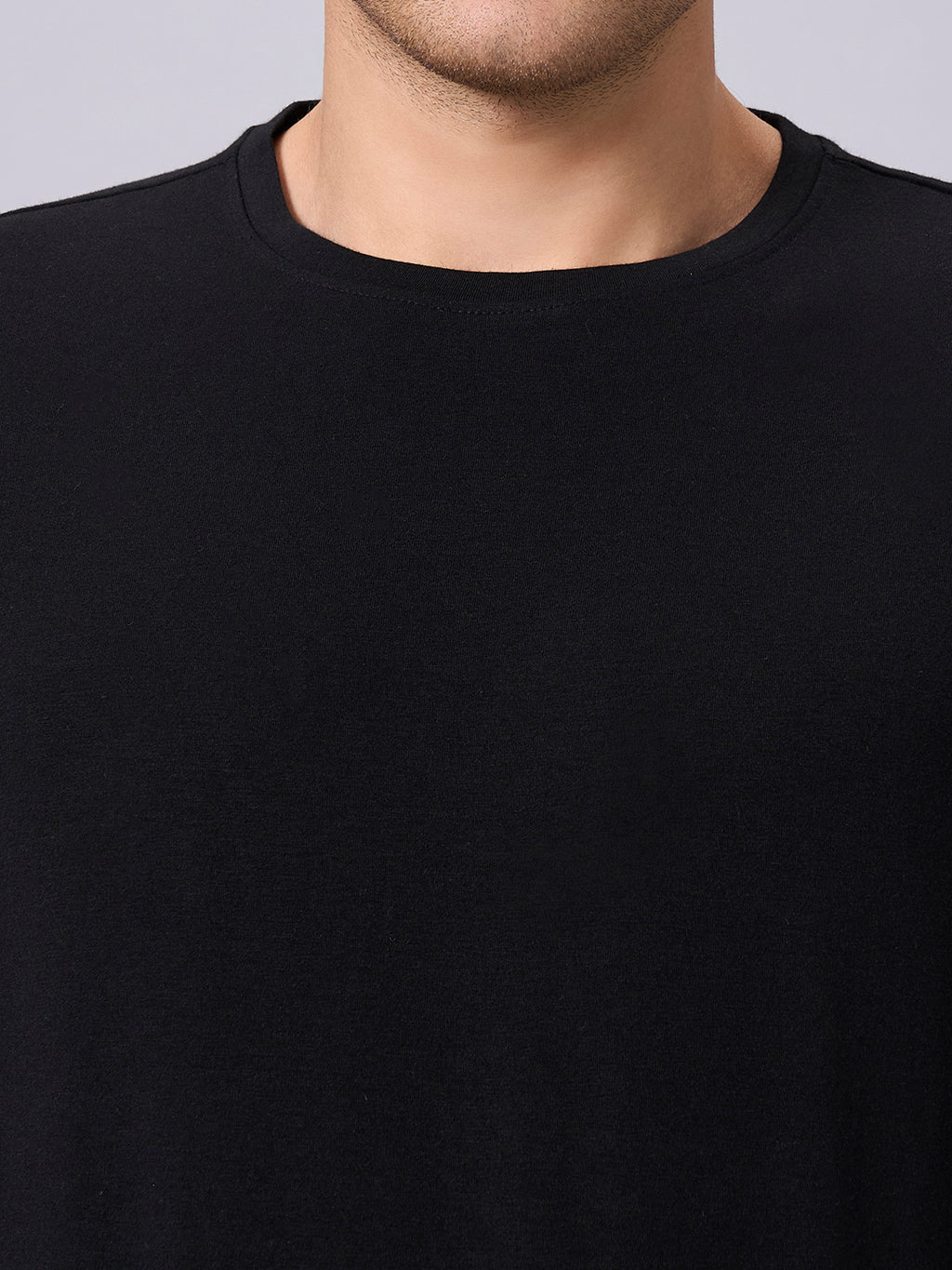 Men's Black Cotton Bamboo Elastane Regular Fit Tshirt