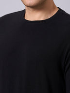 Men's Black Cotton Bamboo Elastane Regular Fit Tshirt