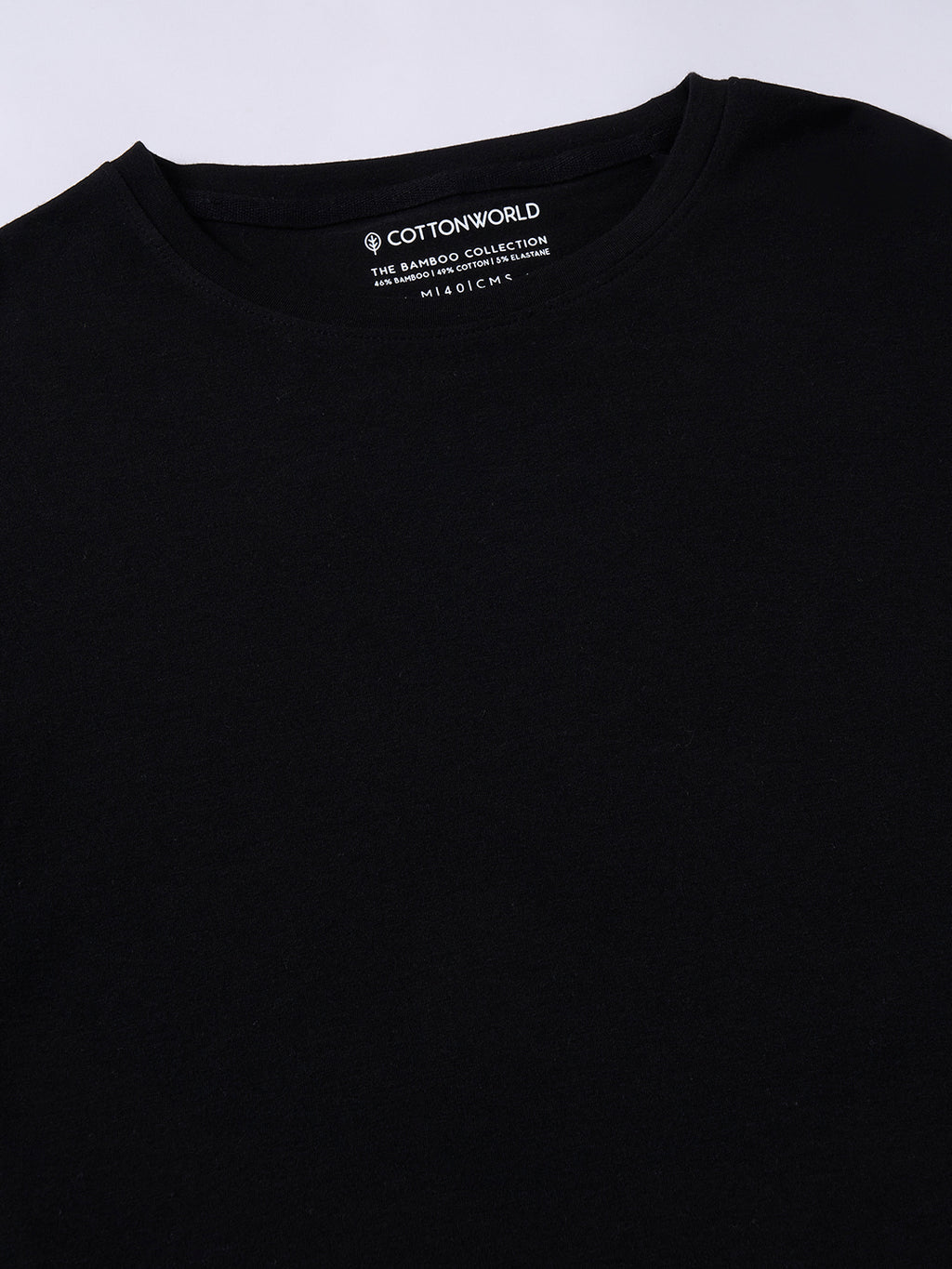 Men's Black Cotton Bamboo Elastane Regular Fit Tshirt