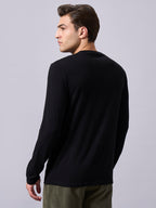Men's Black Cotton Bamboo Elastane Regular Fit Tshirt