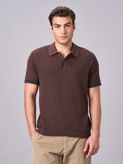 Men’s Cotton Regular Fit Polo Half Sleeve T-Shirt Brown