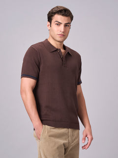 Men’s Cotton Regular Fit Polo Half Sleeve T-Shirt Brown