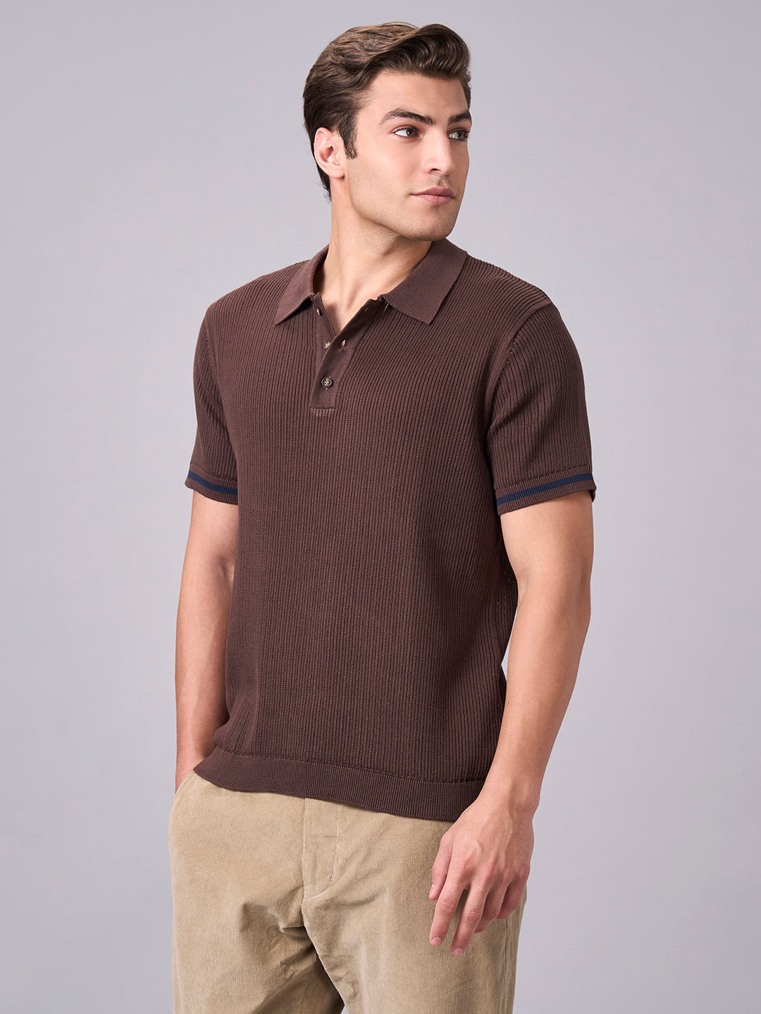 Men's Brown 100% Cotton Regular Fit Tshirt