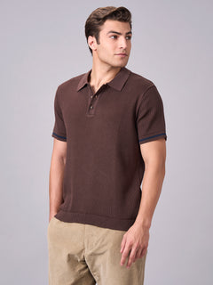 Men’s Cotton Regular Fit Polo Half Sleeve T-Shirt Brown