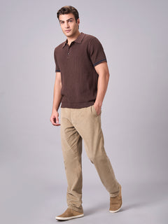 Men’s Cotton Regular Fit Polo Half Sleeve T-Shirt Brown