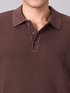 Men’s Cotton Regular Fit Polo Half Sleeve T-Shirt Brown