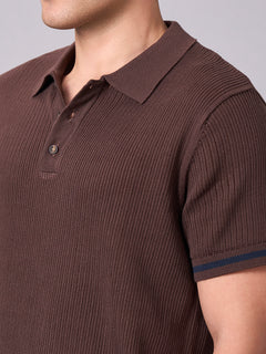 Men’s Cotton Regular Fit Polo Half Sleeve T-Shirt Brown