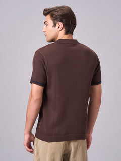 Men’s Cotton Regular Fit Polo Half Sleeve T-Shirt Brown