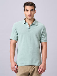 Men’s Organic Cotton Regular Fit Half Sleeve Polo T-Shirt Green