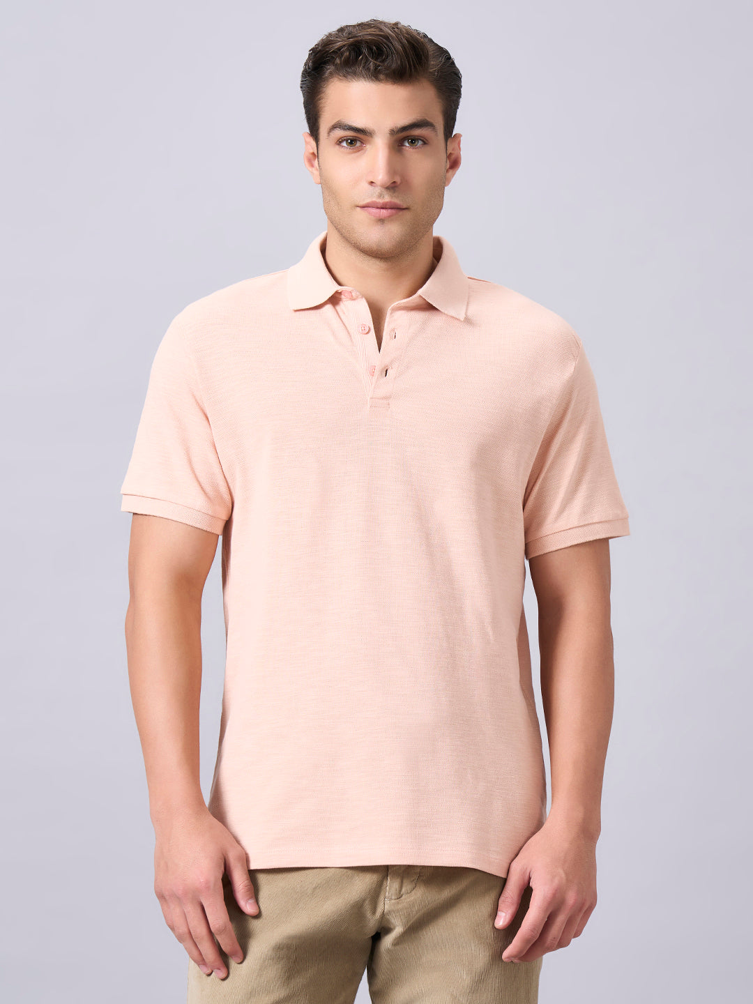 Men's Peach 100% Organic Cotton Regular Fit Tshirt