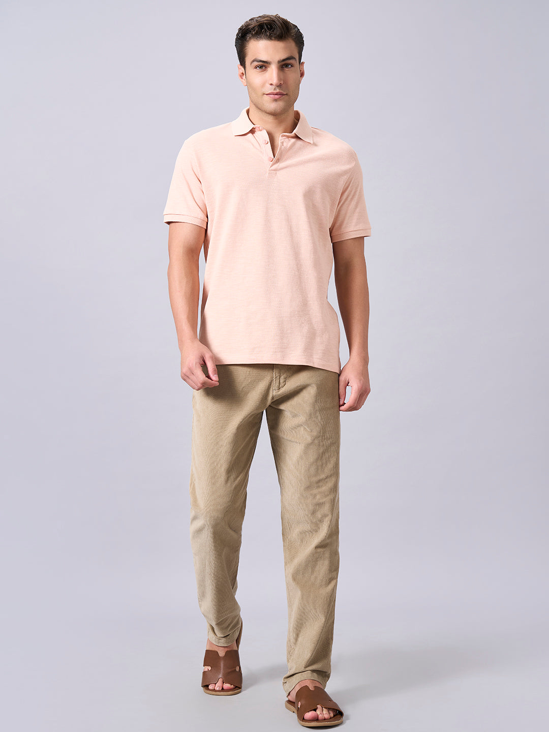 Men's Peach 100% Organic Cotton Regular Fit Tshirt