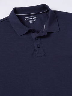 Men’s Organic Cotton Regular Fit Long Sleeve Polo T-Shirt Navy