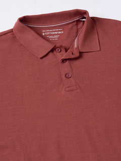 Men’s Organic Cotton Regular Fit Long Sleeve Polo T-Shirt Red