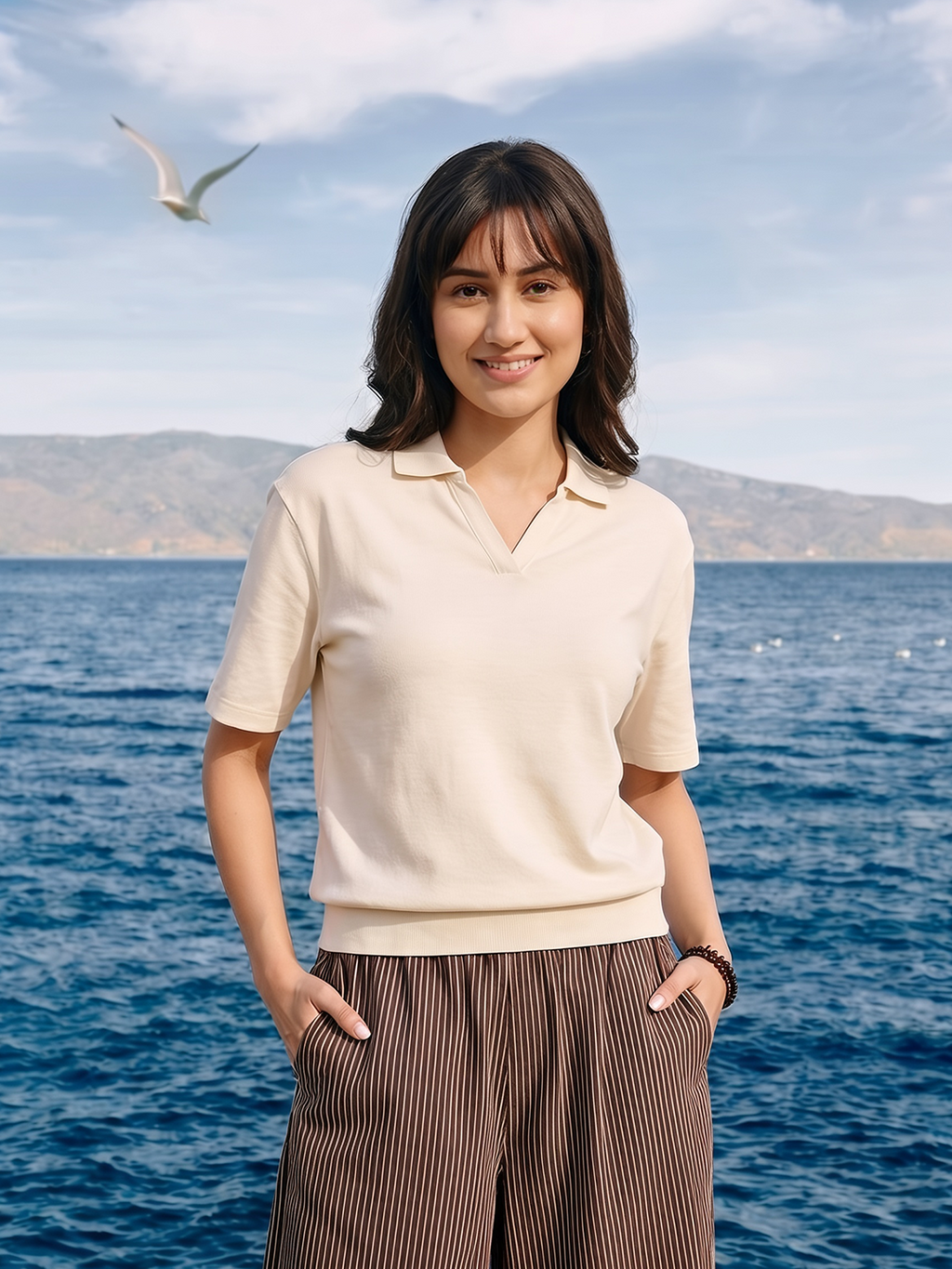 Women's Natural Cotton Elastane Regular Fit Tshirt