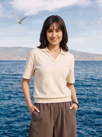Women's Natural Cotton Elastane Regular Fit Tshirt