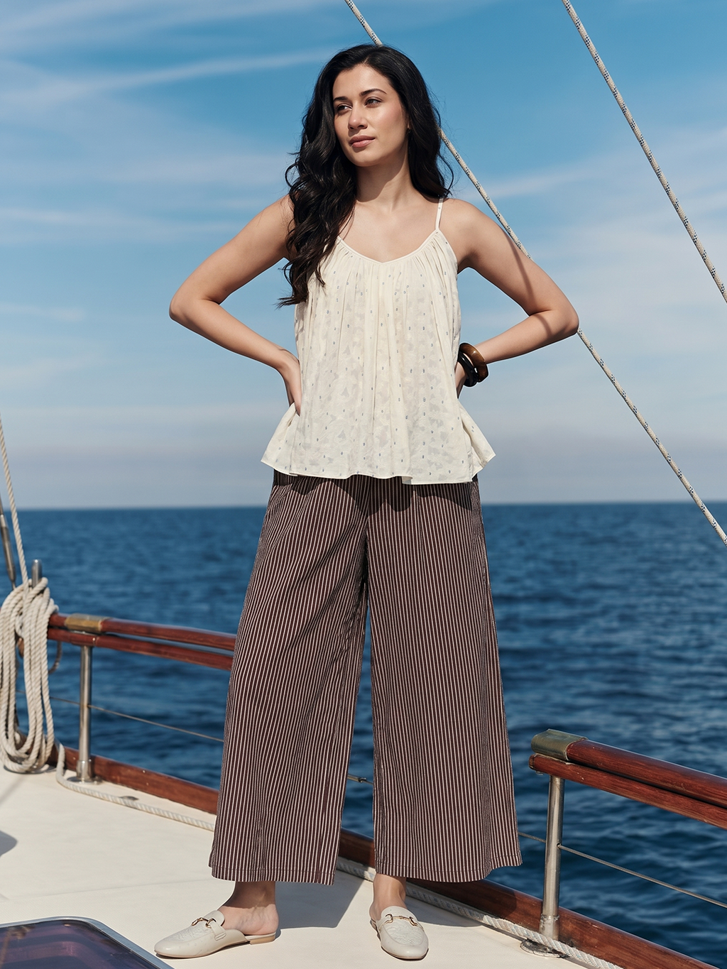 Women's Offwhite Cotton /Polyester Boxy Fit Blouse