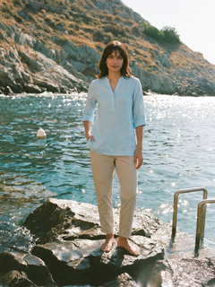 Women's Sky 100% Linen Regular Fit Blouse