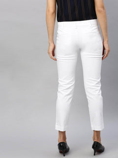 Women’s Cotton Lycra Straight Fit Pant White